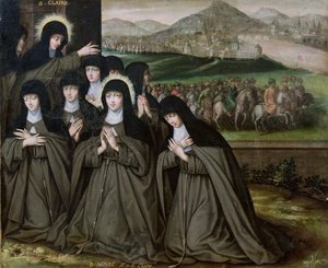 St. Claire with her Sister, Agnes and Nuns by French School